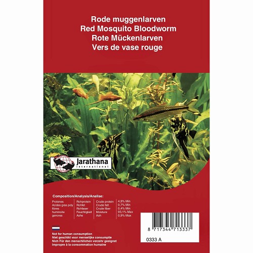 Rote mückenlarven tiefgekühlt in blisterverpackung